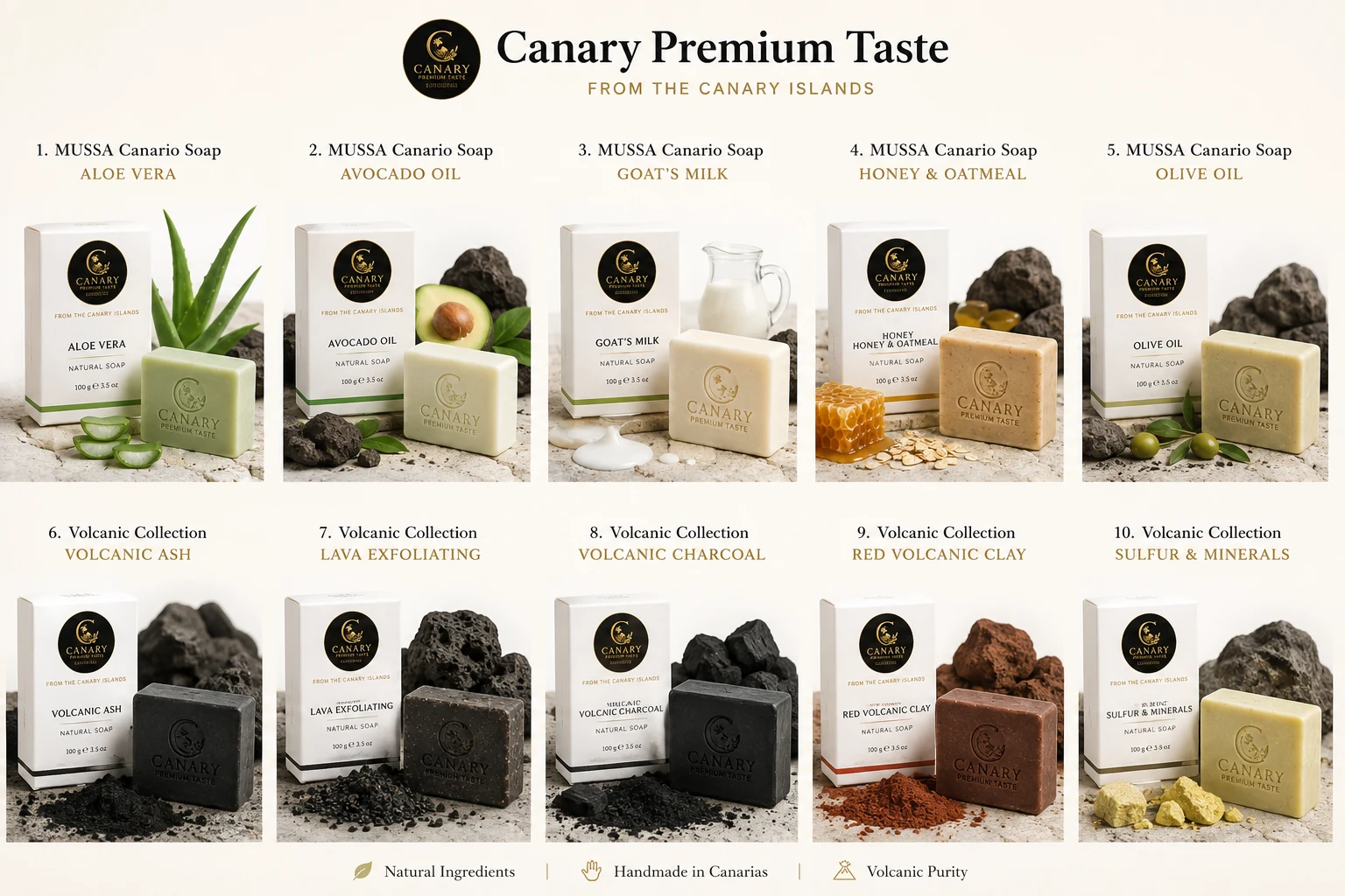 Canary Premium Taste natural soap collection