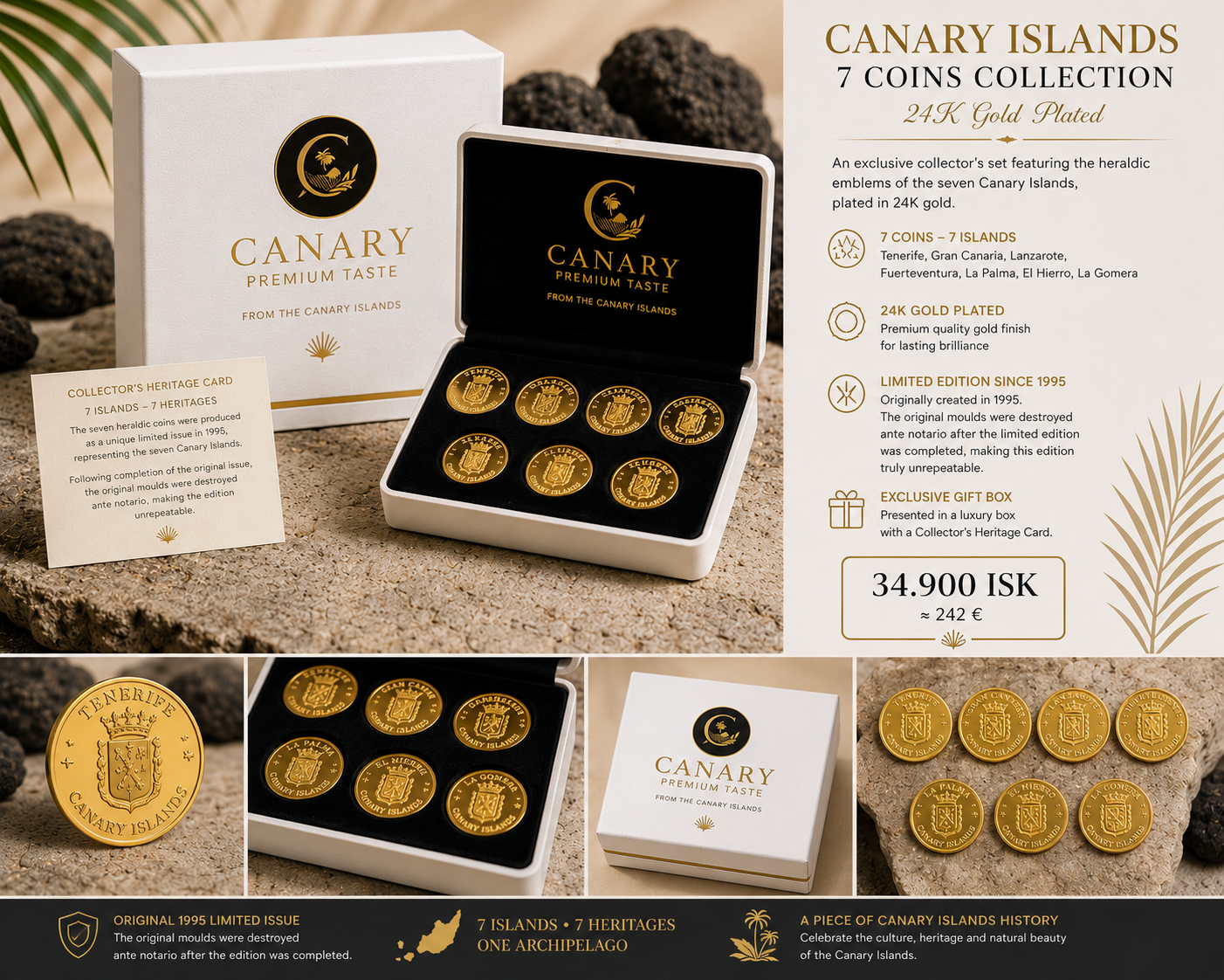 Canary Islands 7 Coins Collection