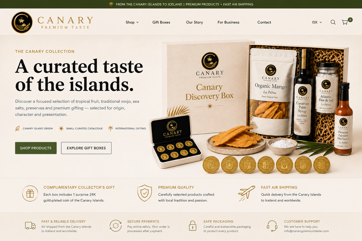 Canary Premium Taste — premium Canary Islands products and gift boxes for Iceland